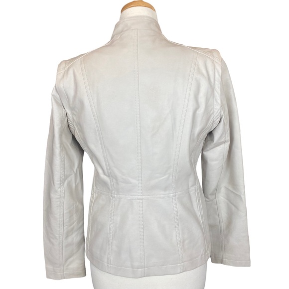 TRIBAL Women’s Jacket White Faux Leather Zipper Pockets Size Medium - Picture 5 of 11